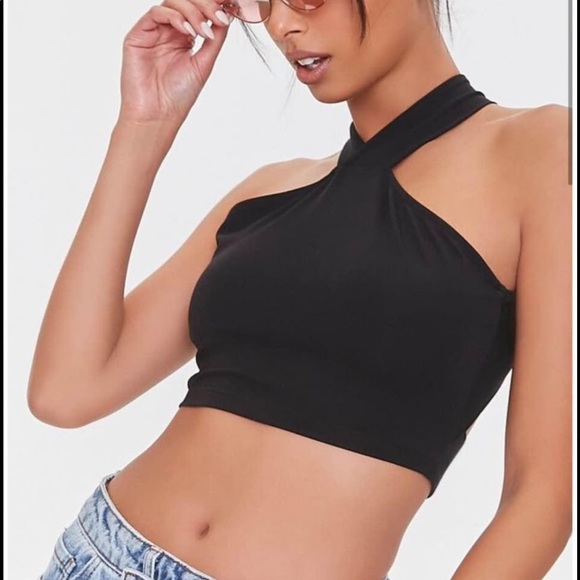 forever 21 black crisscross crop top - Picture 1 of 9